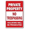 PRIVATE PROPERTY NO TRESPASSING 12x8 Plastic Sign