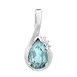 14K White Gold Aquamarine and Diamond Pendant
