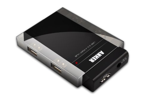 Anker 4 Port Superspeed USB 3.0 HUB (with Power Adapter and USB 3.0 Cable) - Full Black