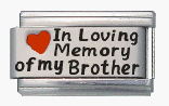 Clearly Charming In Loving Memory of My Brother Enamel Red Heart Laser Italian Charm