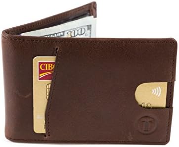 Travami RFID Blocking Slim Bifold Leather Mininalist Wallets for Men Full Grain Leather