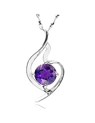 De Buman Sterling Silver Genuine Amethyst Necklace with 18 inch Chain