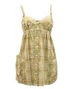 Green & Yellow Printed Woven Tunic Top - Back tide waist, Spaghetti strap