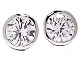 Sterling Silver Cubic Zirconia 10mm Stud Earrings Ct.tw 4.00
