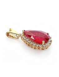 PassionGems 9.5 ct natural ruby & diamond pendant & chain 14k gold
