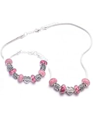 Daughter Charm Bracelet and Necklace Gift Set Girls Pandora Style