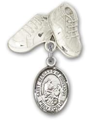 Sterling Silver Baby Badge with St. Bernard of Montjoux Charm and Baby Boots Pin