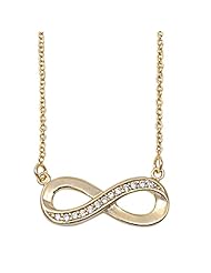 NEW TREND!WOW LOVE PROMISE! GOLD PLATED Cubic Zirconia INFINITY KNOT .925 Sterling Silver Pendant Necklace