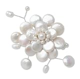 White Pearl Floral Brooch, 'Morning Chrysanthemum'