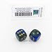 WCXDG2036E2 Blue and Green Gemini Dice with Gold Pips 20mm (3/4in) D6 Pack of 2
