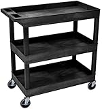 Luxor 32" x 18" Tub Storage Cart 3 Shelves - Black