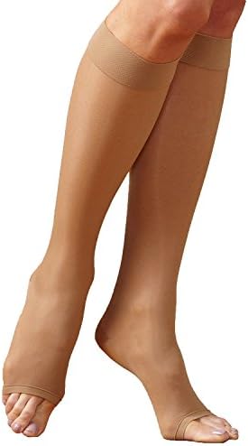 Just Comfort Sheer Open Toe Knee High, Natural, X-Large - Mild