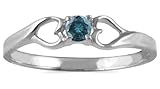1/10 CTW Blue Diamond Heart Ring in 10K White Gold