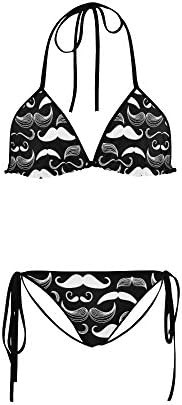 Fashoin&amp;Stylish Mustache Cool Pattern 2 Pieces Nylon Women's Girl's Bikini Swimsuit TBI