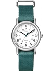 Timex Womens Weekender T2N915 Green Nylon Quartz Watch with White Dial
