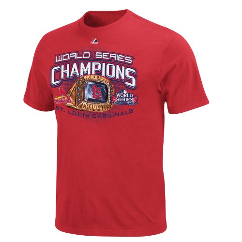MLB Men's St. Louis Cardinals 2011 World Series Champions Ring Tee (Athletic Red, 6X)