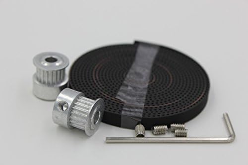 Funnytrue 2 PCS GT2 Pulleys 20 Teeth Bore 5mm &amp; 2 Meters GT2 Belt for 3D Printer Reprap Mendel Prusa