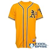 MLB Men's Oakland Athletics Six Button Cool Base Authentic Alternate Jersey (Gold, 48/X-Large)