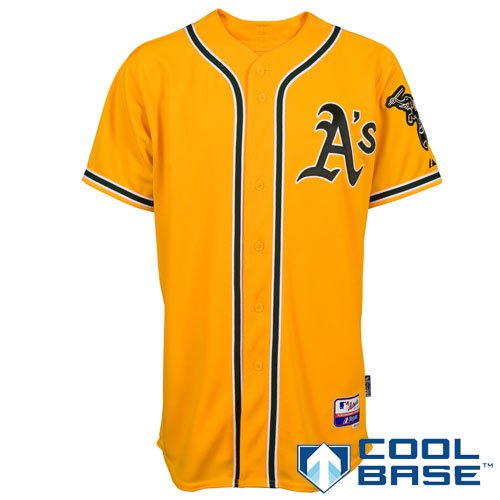 MLB Men's Oakland Athletics Six Button Cool Base Authentic Alternate Jersey (Gold, 40/Medium)