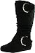Top Moda Womens Bank-81 Mid Calf Round Toe Buckle Slouched Flat Boots