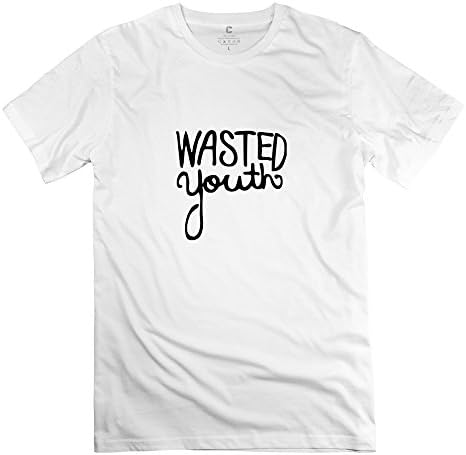 Sihan Men's Tees Wasted Youth Wordart Size XXL White