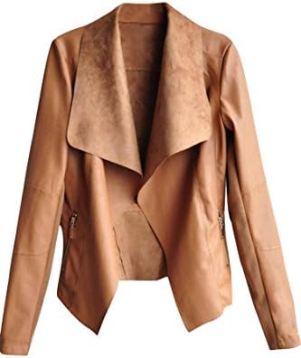 Worronland Womens Soft PU Leather 3XL Plus Size Fashion Casual Jacket Coat Black