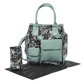 Tippitoes Girl About Town Changing Bag (Turquoise/Black Floral)