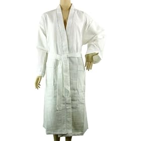 Fine Spa Waffle Weave Cotton Blend Bathrobe, up to Size 2xl
