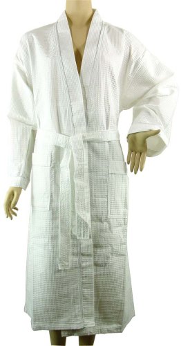 Fine Spa Waffle Weave Cotton Blend Bathrobe, up to Size 2xl