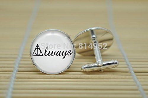 A gentleman 1pairs Harry Potter jewelry Cufflinks Deathly Hallows Symbol Cufflinks in Silver glass Cabochon Cuff links C0149