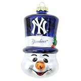 MLB New York Yankees Blown Glass Top Hat Snowman Ornament
