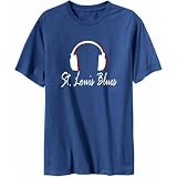 St Louis Blues - Headphones Music Mens T-Shirt (Steel, Size Large)