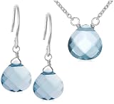 Sterling Silver Light Blue Glass Pendant & Earring Set