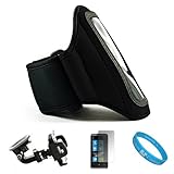 Black Moisture Resistant Neoprene Sports Active Workout Armband with Adjust ....