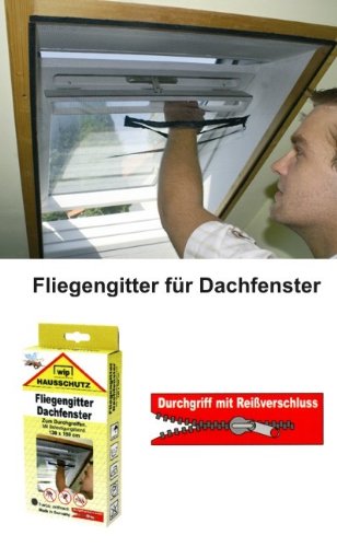WIP Fliegengitter fÜr Dachfenster - 130x150cm Durchgriff mit Reißverschluß