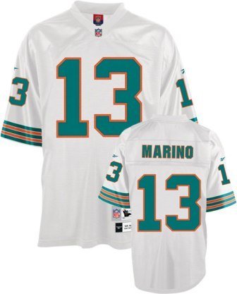 Reebok Miami Dolphins Dan Marino Premier Throwback White Jersey Large