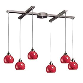 Mela - 6 Light Kitchen Island Pendant Track Lighting Fixture - Dark Rust Bronze - Red... by ELK Lighting
