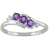 10K White Gold .018 ctw Diamond and Amethyst Ring