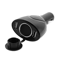 GTMax Black 2-Port USB Car Charger Vehicle Power Adapter with Extra Socket for Droid 4 XT894, Droid RAZR MAXX XT916 / XT913, Admiral / PAX XT603, MILESTONE 2, EX128, EX115, Atrix 2, DROID RAZR XT912 /HD, Droid Bionic Targa XT875, Photon 4G, Triumph WX435, Droid 3 XT862