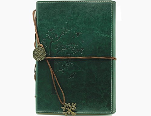 Valery Classic PU Leather Cover writing Journal lined Pages Diary Notebook, 8.54 X 6.2-Inch, Tree of Life Green