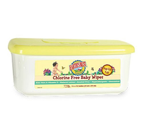 Earths Best TenderCare Chlorine Free Baby Wipes, 80-Count Tub (Pack of 12) (960 Wipes)