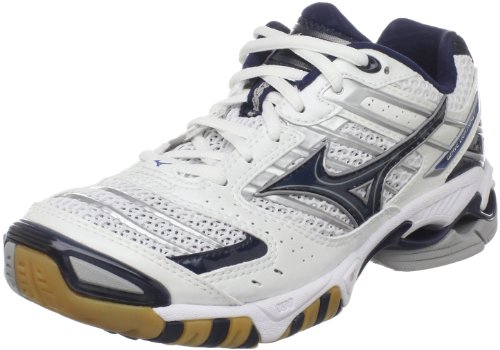 Mizuno Women's Wave Lightning 7 Volleyball Shoe,White/Navy,6.5 M US