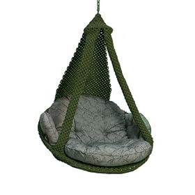 Customizable Cushion Color!! Nido XL Swing with Green Rope by Porch Swings