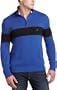 Nautica Men's 1/4-Zip Single Chest Stripe Sweater,Royal,Large
