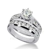 14K White Gold Round Cut Diamond Matching Bridal Set (1.70ct.tw, HI Color, SI2-3 Clarity)