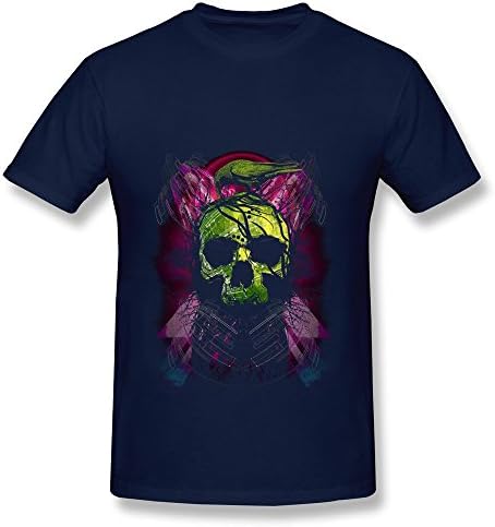 Navy Enewno Green Skull Casual T-shirt For Men Size L