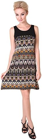 Lovely Sleeveless Loose Fit Shift Shaped Ethnic Printed Women's Summer Dress - Black - M