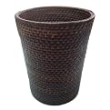 Casual Home Round Woven Bark Wastebasket - Dark Brown