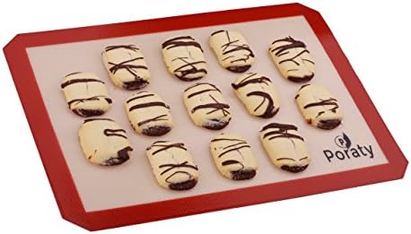Poraty Silicone Baking Mat Half Baking Sheet Size 11 inches x 16 5/8 inches - Non Stick Cookie Sheet - Dishwasher Safe