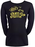 Spoilt Rotten - Hands Off My Bump Gold - Maternity Top Funny Maternity Wear Black, Small, S